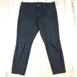 7 FOR ALL MANKIND Black Faux Suede Skinny Ankle Pants Size 28 (30x21) EUC